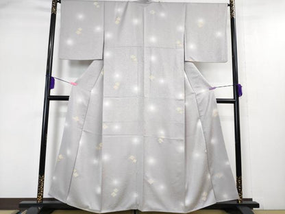 平和屋本店●極上 小紋 松葉菱文 蛍暈し 暁鼠色地 金彩 逸品 DZAA5093kh5