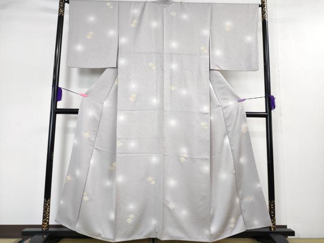 平和屋本店●極上 小紋 松葉菱文 蛍暈し 暁鼠色地 金彩 逸品 DZAA5093kh5