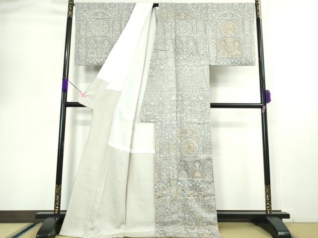 平和屋本店●極上 訪問着 天目織 刺繍 正倉院人物花文 金糸 ロング丈 逸品 DZAA5100kh5