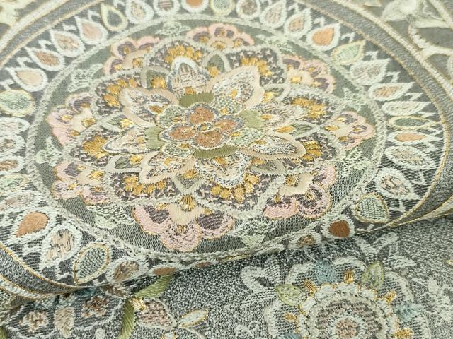 平和屋本店●極上 訪問着 天目織 刺繍 正倉院人物花文 金糸 ロング丈 逸品 DZAA5100kh5