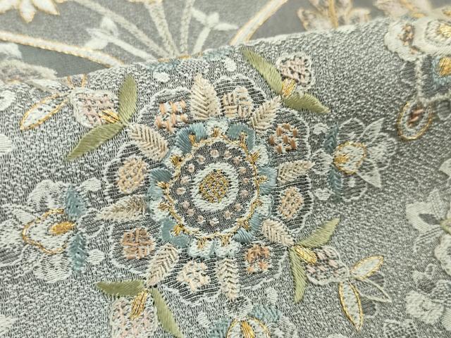 平和屋本店●極上 訪問着 天目織 刺繍 正倉院人物花文 金糸 ロング丈 逸品 DZAA5100kh5