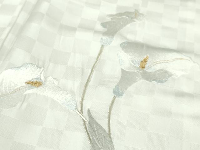 平和屋本店■極上　訪問着　総刺繍　カラー　市松地紋　金銀糸　ロング丈　逸品　未使用　DZAA5101kh5