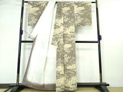 平和屋本店■極上　染織の名門　しょうざん  生紬　雲取り松文　江戸鼠色地　やまと誂製　逸品　未使用　DZAA5105kh5