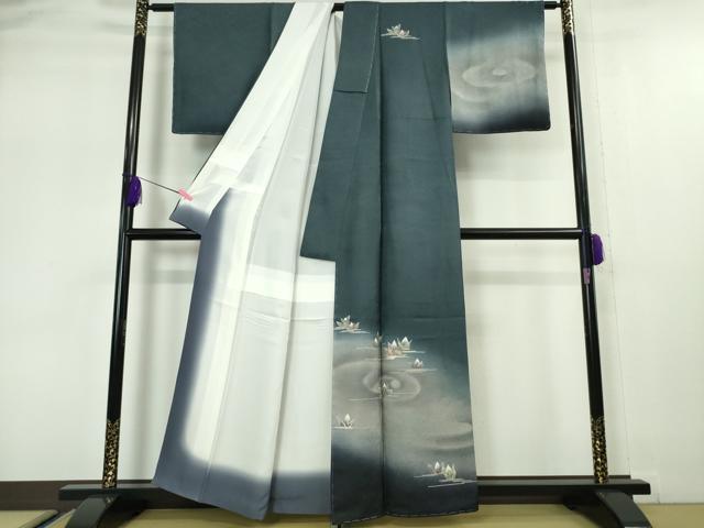 平和屋本店■極上 金彩友禅 卓越技能者 名工 和田光正 訪問着・袋帯セット 光正高蒔絵 睡蓮 褐返色地 暈し 金銀彩 逸品 未使用 DZAA5109kh5