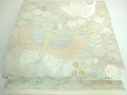 平和屋着物＊極上 夏物 西陣 川島織物 六通柄 本袋帯 唐織 花蝶文 金糸 逸品 DZAA5164kh6