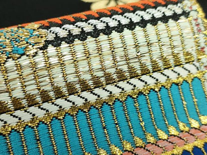 平和屋本店●最高級　龍村平蔵製　六通柄　本袋帯　威毛錦　黒地　金銀糸　逸品　DZAA5171kh5