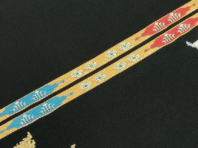 平和屋本店●最高級　龍村平蔵製　六通柄　本袋帯　威毛錦　黒地　金銀糸　逸品　DZAA5171kh5
