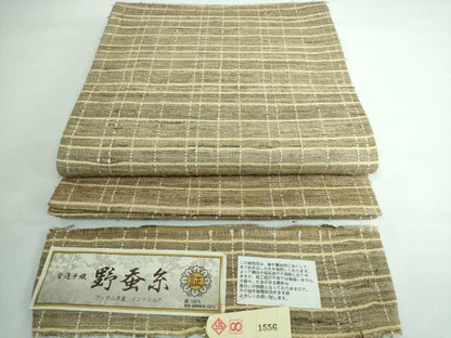 平和屋本店■極上　インド・アッサム　野蚕糸　手織　ムガシルク　両面　全通柄袋帯　証紙・タグ付き　逸品　DZAA5173kh5
