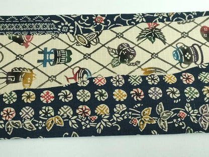 平和屋本店■極上　工房桝屋儀兵衛　紅型　芭蕉織　九寸名古屋帯　本場縞大島　型絵染　武島織物　証紙付き　逸品　未使用　DZAA5176kh5