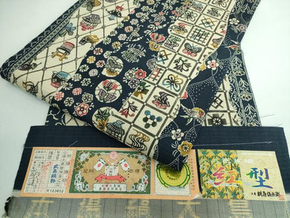 平和屋本店■極上　工房桝屋儀兵衛　紅型　芭蕉織　九寸名古屋帯　本場縞大島　型絵染　武島織物　証紙付き　逸品　未使用　DZAA5176kh5