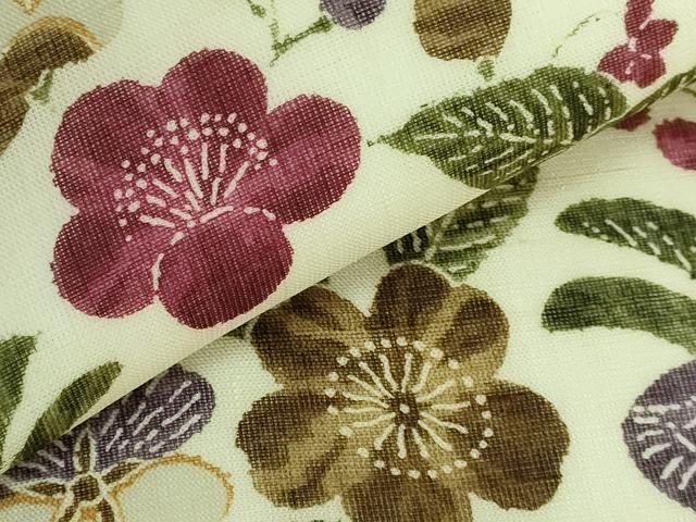 平和屋本店●極上 摺型友禅 京都 多ち花 九寸名古屋帯 スリーシーズン帯 生紬 松皮取の花 紙タグ付き 逸品 DZAA5184kh5
