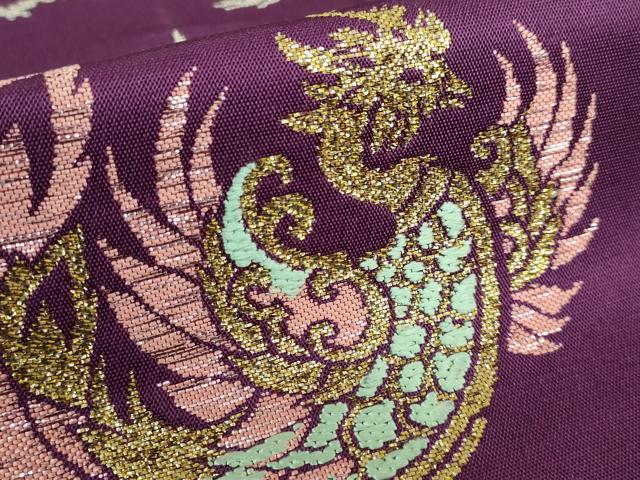 平和屋本店●極上 龍村美術織物 たつむら 太鼓柄 本袋帯 天平獅鳳文 金糸 証紙・紙タグ付き 逸品 DZAA5190kh5