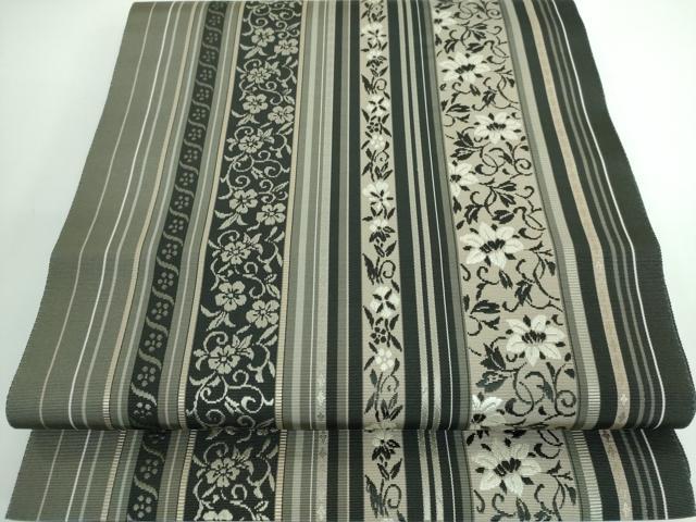 平和屋本店●極上 本場筑前博多織 八寸名古屋帯 花間道 逸品 DZAA5199kh5