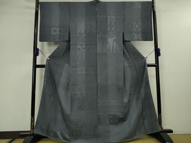 平和屋本店●極上　美空ひばり　お召　色無地　吉祥花地紋　紅消鼠色　逸品　未使用　DZAA5205kh5