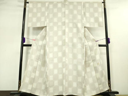 平和屋本店▽極上 小紋 単衣 作家物 変わり市松 逸品 未使用 DZAA5214kh5