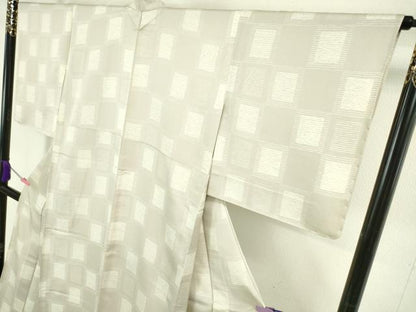 平和屋本店▽極上 小紋 単衣 作家物 変わり市松 逸品 未使用 DZAA5214kh5