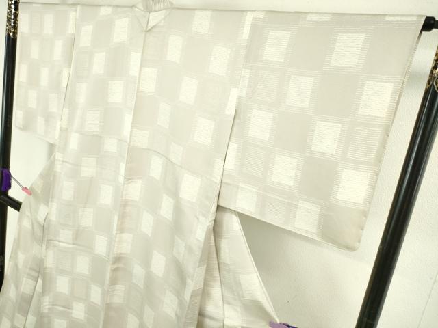 平和屋本店▽極上 小紋 単衣 作家物 変わり市松 逸品 未使用 DZAA5214kh5