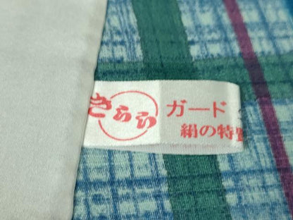 平和屋本店▽極上 小紋 単衣 格子 反端付き 逸品 DZAA5215kh5