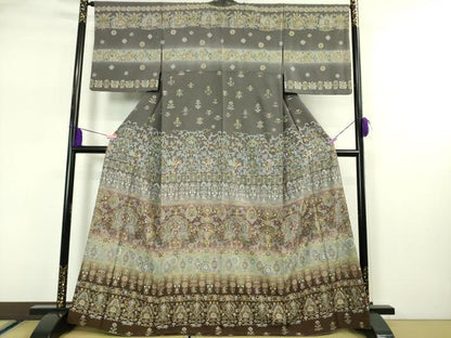 平和屋本店●極上 中国三大刺繍 蘇州刺繍 スワトウ刺繍 汕頭刺繍 訪問着 更紗花文 暈し染め 金糸 反端付き 逸品 DZAA5220kh5