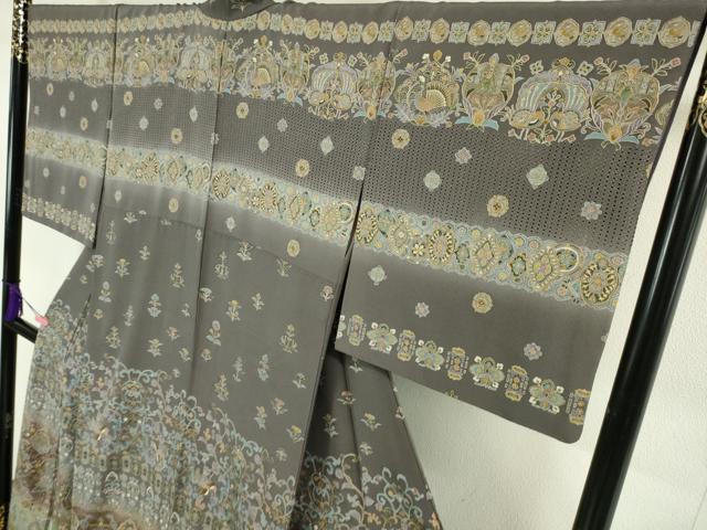 平和屋本店●極上 中国三大刺繍 蘇州刺繍 スワトウ刺繍 汕頭刺繍 訪問着 更紗花文 暈し染め 金糸 反端付き 逸品 DZAA5220kh5