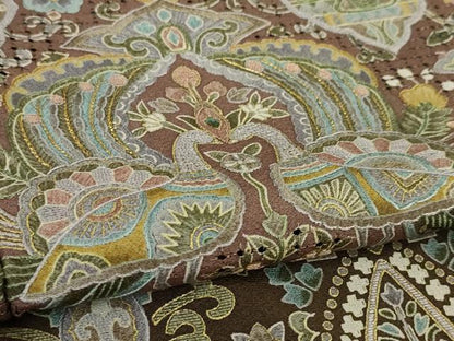 平和屋本店●極上 中国三大刺繍 蘇州刺繍 スワトウ刺繍 汕頭刺繍 訪問着 更紗花文 暈し染め 金糸 反端付き 逸品 DZAA5220kh5