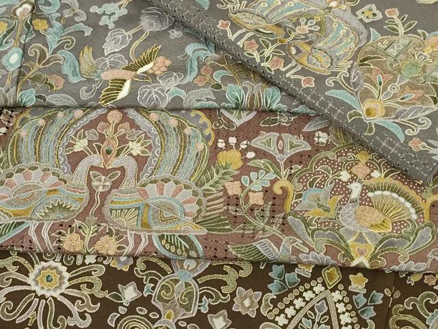 平和屋本店●極上 中国三大刺繍 蘇州刺繍 スワトウ刺繍 汕頭刺繍 訪問着 更紗花文 暈し染め 金糸 反端付き 逸品 DZAA5220kh5