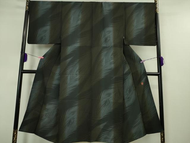 平和屋本店■極上　男性　京都の名門ブランド　銀花仙　小紋　単衣　黒地　銀彩　BANKANわものや　反端付き　逸品　未使用　DZAA5225kh5