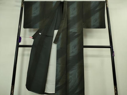 平和屋本店■極上　男性　京都の名門ブランド　銀花仙　小紋　単衣　黒地　銀彩　BANKANわものや　反端付き　逸品　未使用　DZAA5225kh5