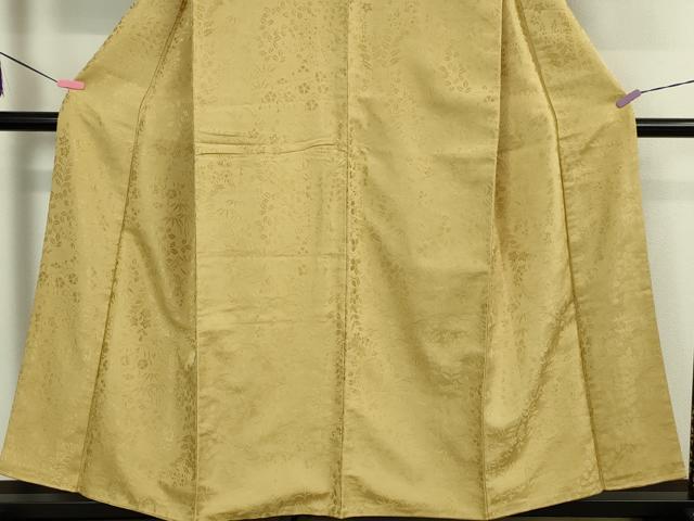 平和屋本店○極上 色無地 お召地 草花地紋 芥子色 逸品 DZAA5228kh5