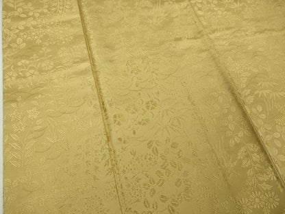 平和屋本店●極上　色無地　お召地　草花地紋　芥子色　逸品　DZAA5228kh5