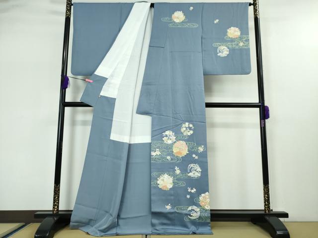 平和屋本店■極上　創業460年・千總　訪問着　駒刺繍　流水花丸文　薄花色地　金彩　高島屋扱い　逸品　DZAA5239kh5