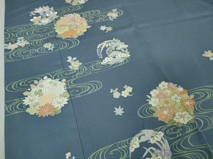 平和屋本店■極上　創業460年・千總　訪問着　駒刺繍　流水花丸文　薄花色地　金彩　高島屋扱い　逸品　DZAA5239kh5