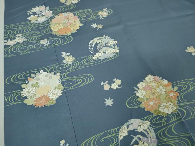 平和屋本店■極上　創業460年・千總　訪問着　駒刺繍　流水花丸文　薄花色地　金彩　高島屋扱い　逸品　DZAA5239kh5