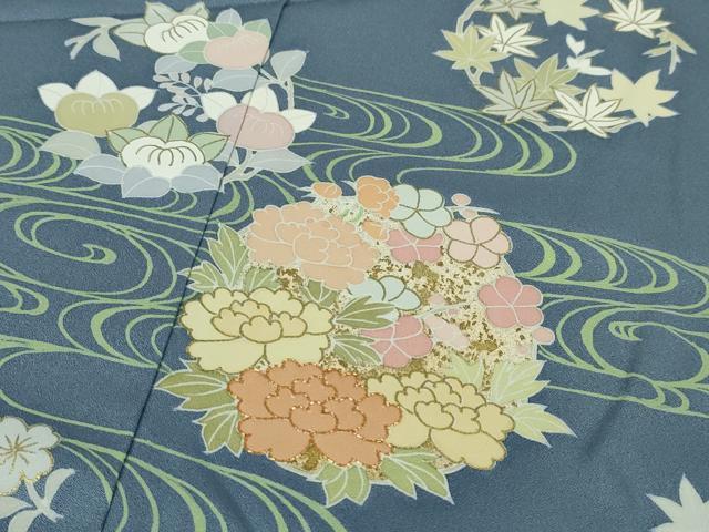 平和屋本店■極上　創業460年・千總　訪問着　駒刺繍　流水花丸文　薄花色地　金彩　高島屋扱い　逸品　DZAA5239kh5