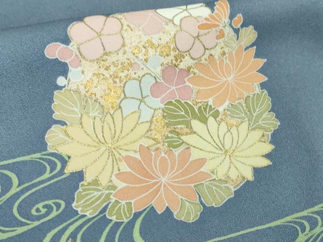 平和屋本店■極上　創業460年・千總　訪問着　駒刺繍　流水花丸文　薄花色地　金彩　高島屋扱い　逸品　DZAA5239kh5
