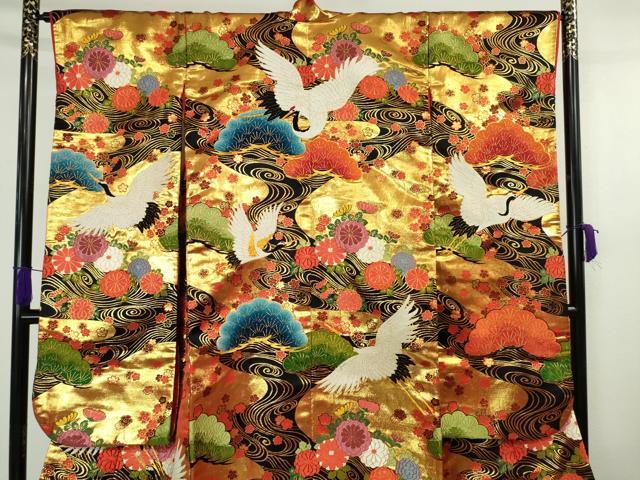 平和屋本店●極上 中国三大刺繍 相良刺繍 色打掛 和装 婚礼 結婚式 花嫁 神社挙式 唐織 飛鶴松文 本金箔 逸品 DZAA5241kh5