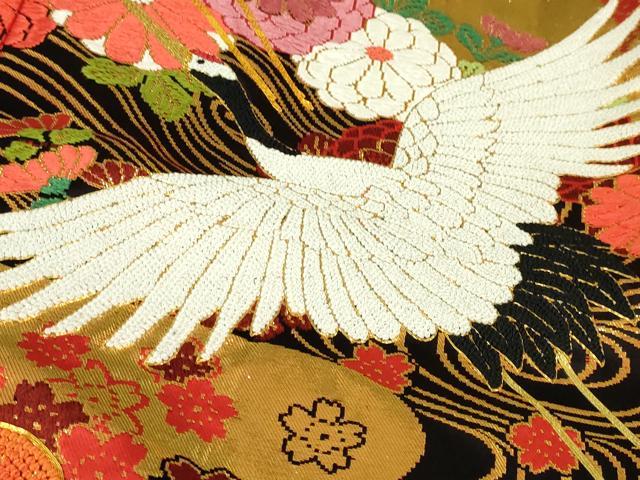 平和屋本店●極上 中国三大刺繍 相良刺繍 色打掛 和装 婚礼 結婚式 花嫁 神社挙式 唐織 飛鶴松文 本金箔 逸品 DZAA5241kh5