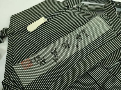 平和屋着物＊極上 夏物 男性 創業100年 毘龍織 安部吉 行灯袴 絽 縞 逸品 DZAA5246kh6