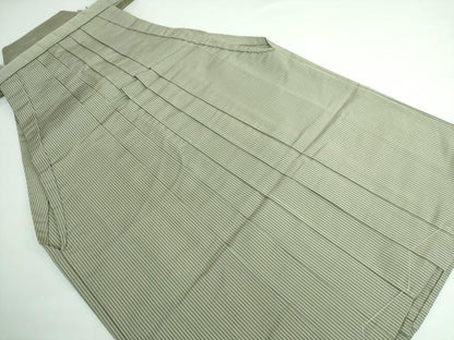 平和屋本店■極上　男性　馬乗り袴　縞　利休茶色×海松色　逸品　未使用　DZAA5248kh5