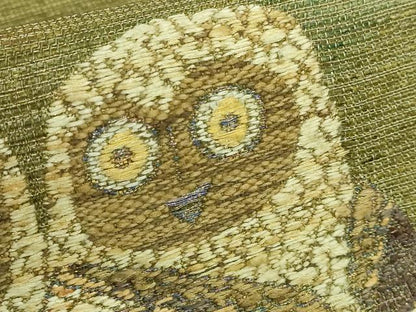 平和屋本店▽極上 九寸名古屋帯 スリーシーズン帯 フクロウ 三日月 金糸 逸品 未使用 DZAA5252kh5