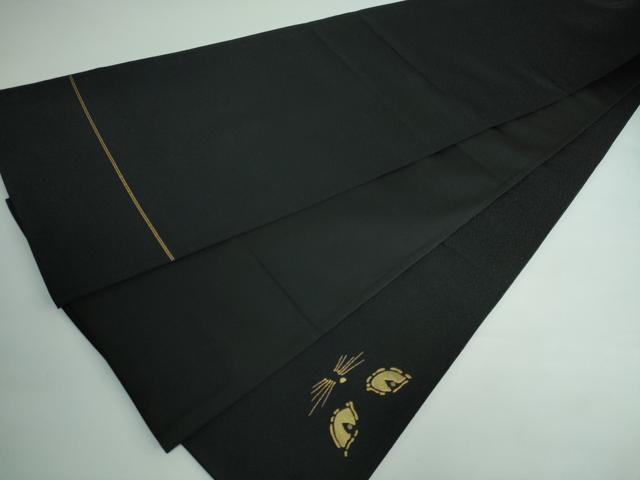 平和屋本店■極上　池田重子コレクション　太鼓柄袋帯　猫　黒地　金糸　逸品　DZAA5266kh5