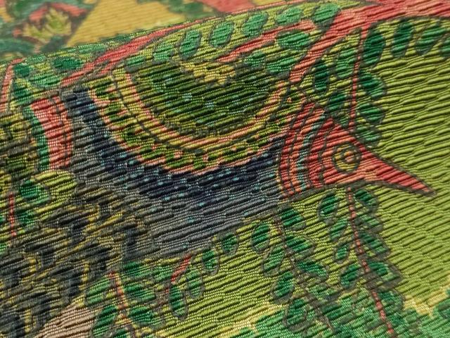 平和屋本店●極上 前田仁仙 仁仙更紗 全通柄袋帯 鳥獣更紗花文 逸品 DZAA5269kh5