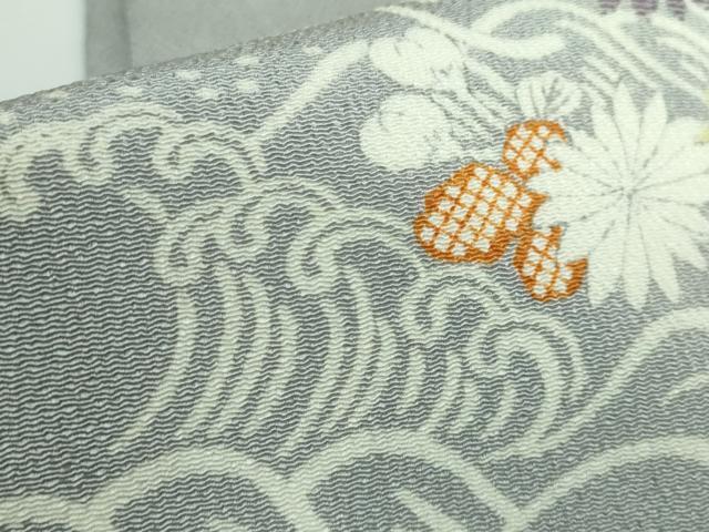 平和屋本店■極上　九寸開き名古屋帯　刺繍　御所解花文　鬼しぼ縮緬　逸品　DZAA5271kh5