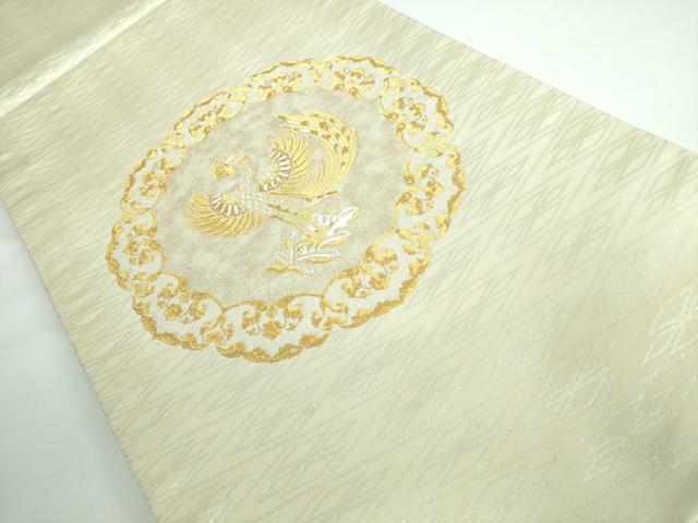 龍村晋　袋帯紋のみ　新品　期間限定半額 平和屋本店□極上 龍村晋謹製 太鼓柄袋帯 天平鳳凰文錦 金