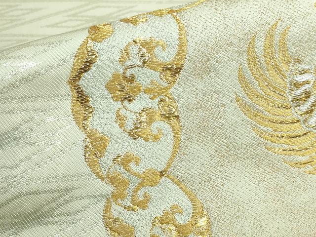 龍村晋謹製 袋帯 鳳凰 鳥 金糸 銀糸 正絹 平和屋本店□極上 龍村晋謹製 太鼓柄袋帯 天平鳳凰文錦 金