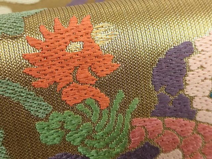平和屋本店■極上　洛風林　工芸帯地　全通柄袋帯　唐織　鳳凰唐草　金糸　逸品　DZAA5287kh5