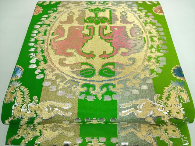平和屋本店●最高級 龍村平蔵製 六通柄 本袋帯 円文白虎錦 金銀糸 逸品 DZAA5312kh5