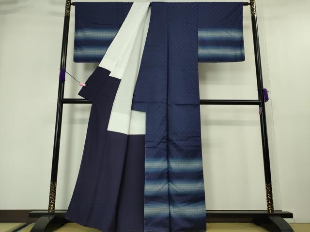 平和屋本店■極上　藍造り国選定無形文化財　藍師・佐藤昭人　訪問着　花織　逸品　未使用　DZAA5336kh5
