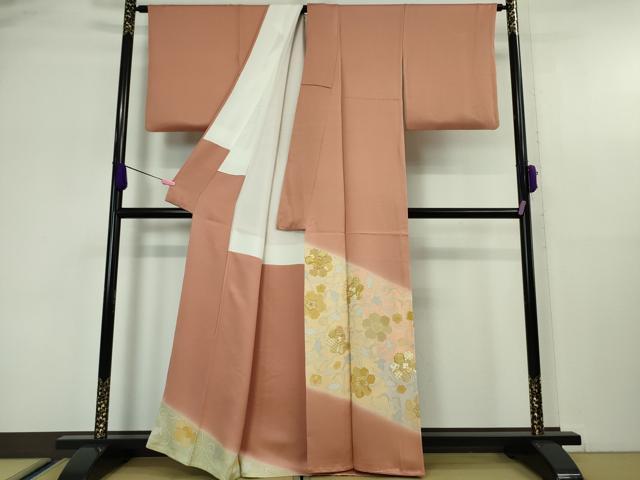 平和屋本店■極上　創業460年・千總　色留袖　駒刺繍　花唐草文　東雲色地　暈し染め　金彩　逸品　DZAA5347kh5 平和屋本店□極上 創業460年・千總 色留袖 駒刺繍 花唐草