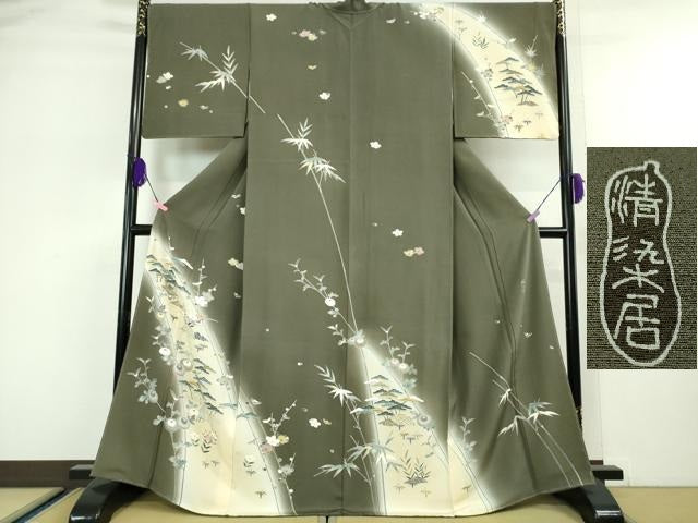平和屋本店■極上　名門・上野家　上野街子　清染居　訪問着　吉祥花風景　暈し染め　千歳茶色地　さが美扱い　逸品　未使用　DZAA5350kh5